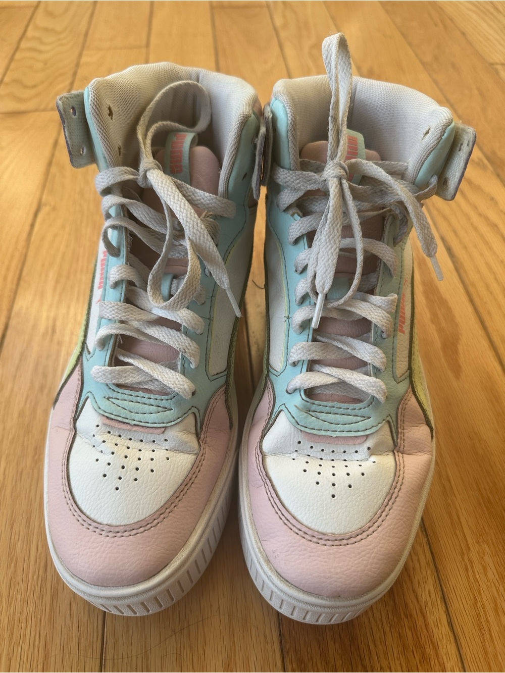 PUMA Karmen Rebelle Colorblock Mid Platform High Top Sneakers 6.5 - Picture 2 of 8
